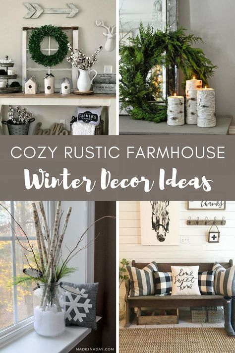 Looking for some farmhouse inspiration for winter decor?  It's not complicated to add rustic winter charm to your home once your Christmas decorations are packed away.  Come see how!  #winterdecor #farmhousedecor #rusticdecor #winterdecoratingideas #howtodecorateforwinter Cozy Rustic Farmhouse, Decor After Christmas, Winter Decor Ideas, Farmhouse Winter Decor, January Decor, Winter Kitchen, Diy Farmhouse Decoration, Deco Champetre, Diy Rustic Decor