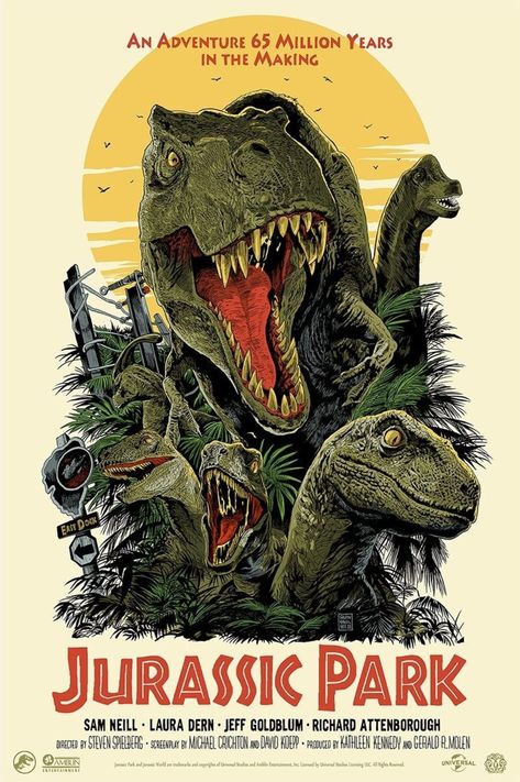 Jurassic Park (1993) [1600  2403] by Francesco Francavilla for MONDO Jurassic World Wallpaper, Jurassic Park Poster, Jurassic World 3, Jurassic Park 1993, Jurassic Park Movie, Jurrasic Park, Dinosaur Posters, Jurassic World Dinosaurs, New Retro Wave