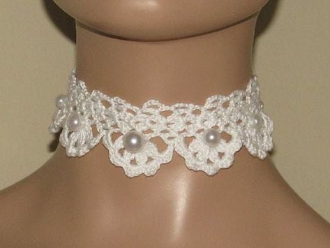 New Crochet Ideas, Crochet Victorian, Choker Patterns, Crochet Necklaces, Crochet Choker, Treble Crochet, Crochet Necklace Pattern, Crochet Jewellery, Choker Necklace Designs