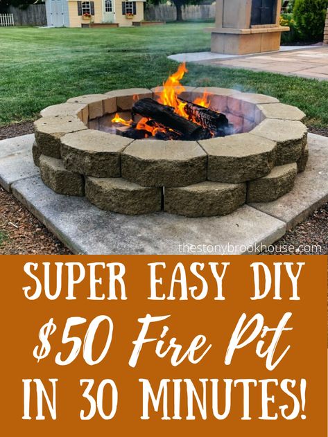 Cheap Fire Pit, Make A Fire Pit, Outdoor Dance Floors, Brick Fire Pit, Cheap Landscaping Ideas, Diy Crate, Diy Patio Decor, Outdoor Fire Pit Designs, Diy Swimming Pool