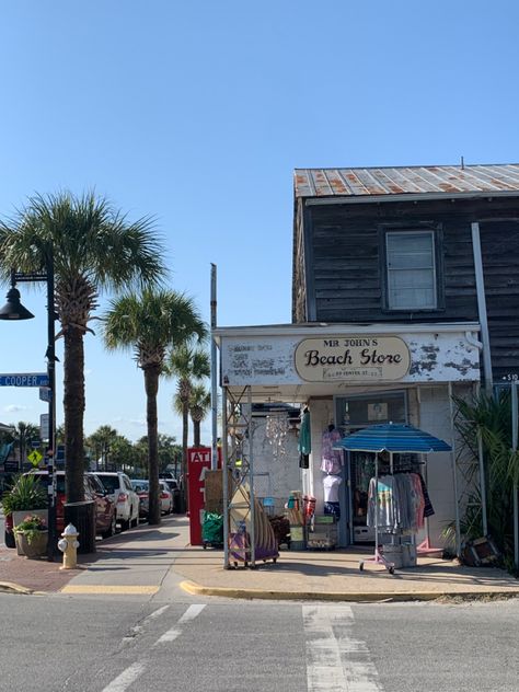 Los Angeles, Cool Beach Aesthetic, Living On Beach, Beach Town Shops, Coastal Beach Town Aesthetic, Surf Town Aesthetic, Folly Beach Aesthetic, Beach Stores Aesthetic, Beach Shopping Aesthetic