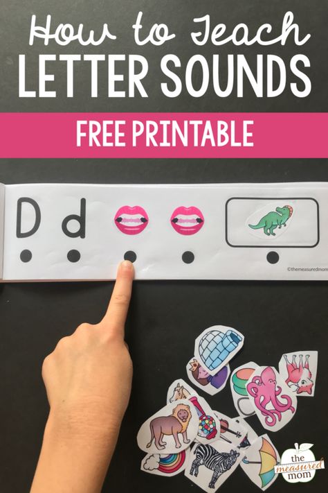 How to teach letter sounds (free printable!) - The Measured Mom Letter B Science Experiment, Letter Sound Worksheets, Teach Letter Sounds, Letter Sounds Kindergarten, Letter Sound Games, Teaching Sound, Letter Sounds Preschool, Teaching Letter Sounds, Letter Sound Recognition