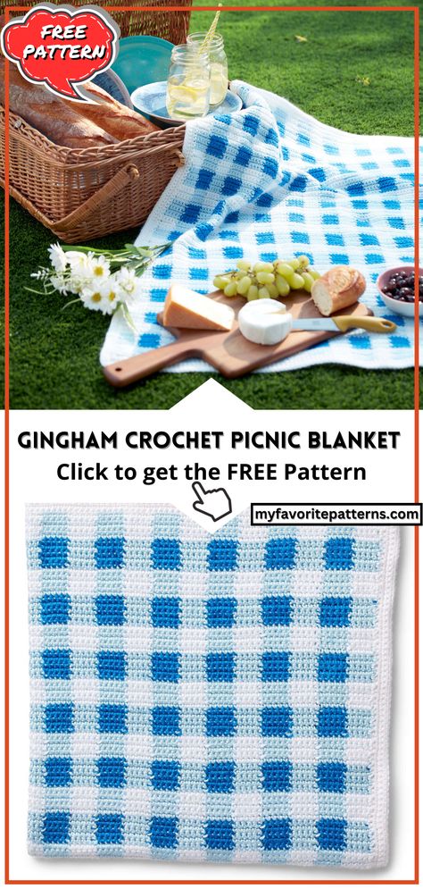 Gingham Crochet Picnic Blanket Picnic Crochet Blanket, Cottagecore Crochet Decor, Crochet Picnic Blanket, Picnic Crochet, Crochet Picnic, Crochet Project Ideas, Crochet Cottagecore, Gingham Crochet, Crochet Gingham