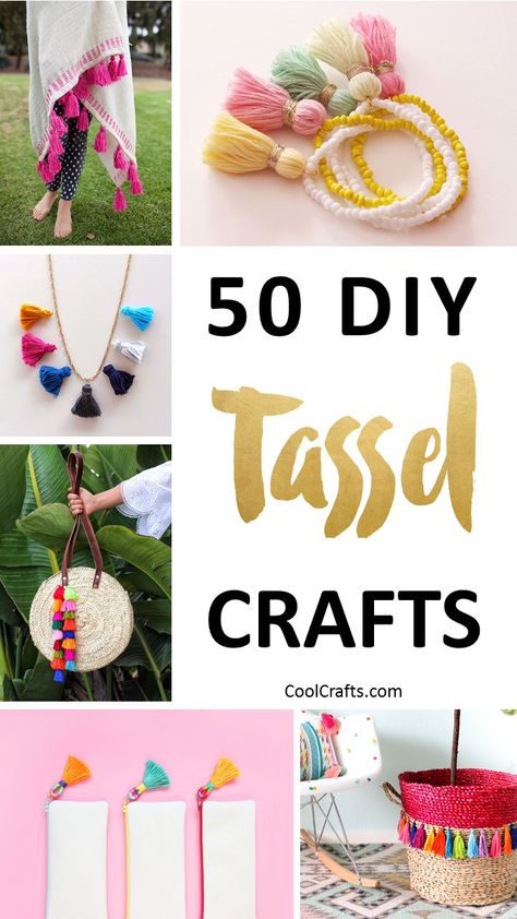 50 Playful DIY Tassel Crafts to Decorate Your Home. | Coolcrafts.com Tassel Crafts Ideas, Coolest Crafts, Tassels Tutorials, Cool Crafts, Tassel Crafts, Craft Station, Tassels Decor, Pom Pom Crafts, Diy Tassel