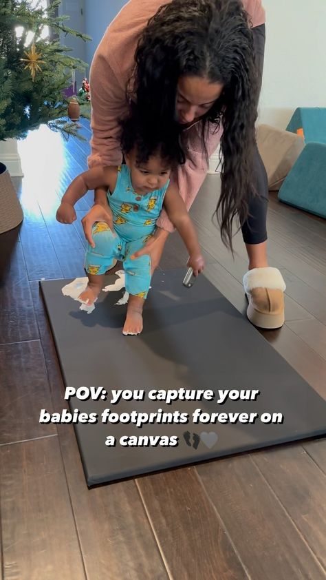 My favorite piece of art 🥹🤍 (even though it’s slightly jacked up lol) #canvas #babies #baby #footprints #art | Instagram Baby Footsteps Canvas, Footprint Canvas Ideas, Kid Footprint Art, Baby Footprint Art Ideas, Baby Feet Painting Ideas, Baby Painting Ideas, Kids Footprint Art, Footprint Painting, Footprint Canvas