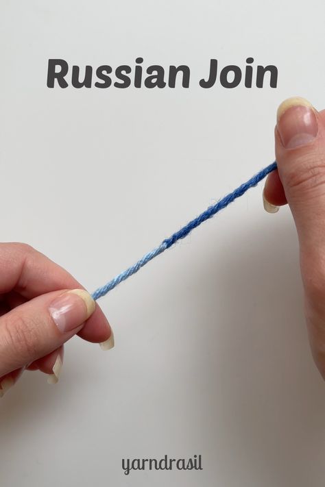 How To Connect Yarn When Knitting, Amigurumi Patterns, Russian Yarn Joining, Russian Join Knitting, Connect Two Yarns, How To Connect Yarn, How To Tie Two Pieces Of Yarn Together, Russian Knot Joining Yarn, Connect Yarn Ends