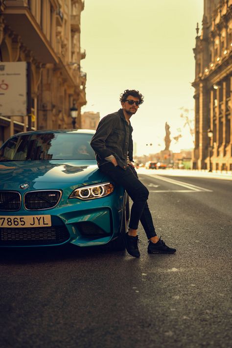 BMW M2 on Behance Men Cars Photography, Classic Car Photoshoot, Stil Masculin, Male Portrait Poses, Car Poses, Mode Hipster, Mens Photoshoot Poses, Portrait Photography Men, Bmw M2