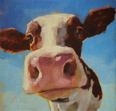 Animal Paintings Realistic, Painting A Cow, Mini Canvas Art Animals, Cow Art Painting, Art Inspiration Animals, Animal Art Inspiration, Oil Pastel Animal Art, Fluffy Cow Painting, Cow Oil Pastel