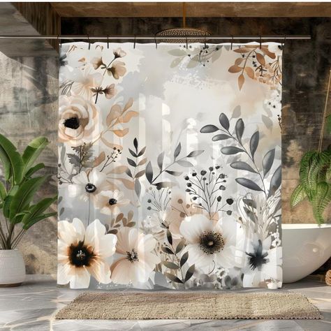 Step into a serene oasis with our Boho Floral shower curtain in a calming beige hue. Adorned with intricate natural-inspired floral patterns, this curtain brings a touch of bohemian charm to your bathroom decor. The soft, subtle design effortlessly complements a wide range of interior styles, adding a hint of nature indoors. Crafted with quality materials, this curtain not only enhances your bathroom aesthetics but also provides functionality with its water-resistant properties. Transform your d Shower Curtain Boho, Long Shower Curtain, Vintage Shower Curtain, Custom Shower Curtain, Bathroom Aesthetics, Long Shower Curtains, Floral Shower Curtain, Boho Shower Curtain, Custom Shower Curtains