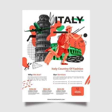 Travelling to italy stationery poster te... | Free Vector #Freepik #freevector #flyer #poster #business #travel City Poster Illustration, Italy Design Graphic, Retro Outfits 80s 1980s, Retro Outfits 80s, Olympics Poster, Travel Graphic Design, Travel Brochure Design, Outfits 80s, Tourism Design