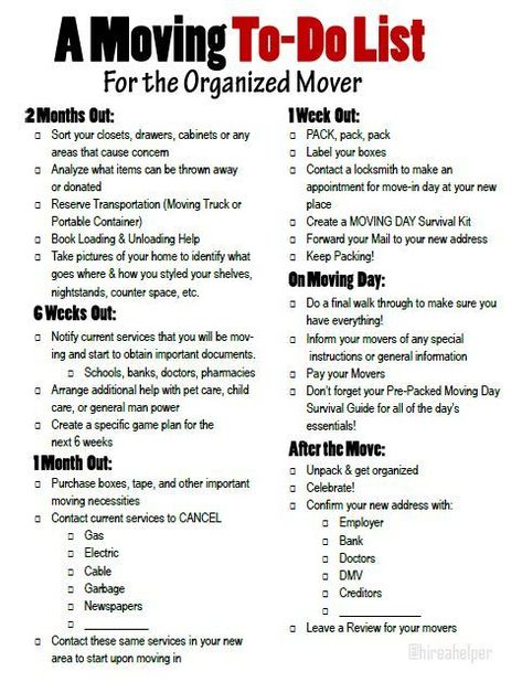 Moving Checklist & Timeline for an Organized Move Organisation, Moving To Do List, Organized Move, Moving Out Checklist, Tips For Moving Out, Moving Essentials, Moving Timeline, Moving List, Moving Advice