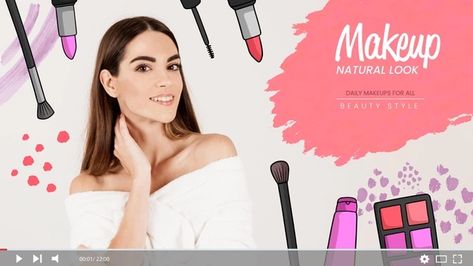 Free Vector | Hand drawn beauty youtube thumbnail Natural Looks, Natural Make Up, Makeup Thumbnail, Youtube Makeup, Youtube Thumbnail, Daily Makeup, Vector Hand, Natural Makeup, Free Vector