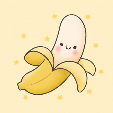 Cute banana cartoon hand drawn style Pre... | Premium Vector #Freepik #vector #food #hand #nature #character Kawaii Cartoon Characters, Banana Cute Drawing, Banana Cartoon Drawing, Banana Cartoon Cute, How To Draw Banana, How To Draw A Banana, Banana Drawing Simple, Food Cartoon Aesthetic, Banana Drawing Easy