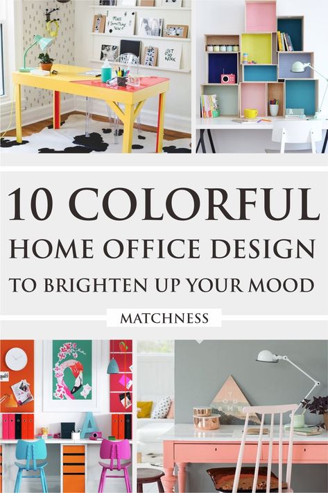 Whether you work from home every day or bring home your works, your home office becomes one of the rooms where you spend a lot of time. Therefore, the design of the room is an important thing to note in order to lift your spirits and encourage you to succeed. The easiest way to get it is to add bright colors both on the wall and the furniture used. #homeofficedesign #colorfulhomeofficedesign Home Office Ideas Colorful, Bright Colored Office Space, Colorful Office Interior Design, Colourful Office Ideas, Colorful Home Office Decor, Home Office Decor Colorful, Bright Home Office Ideas, Colorful Home Office Design, Home Office Colorful