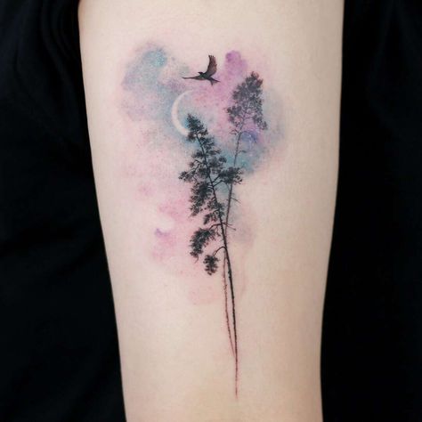 Tattoo artist Doy, authors style watercolor tattoo, minimalistic | Korea Tattoo Inspiration, Korea Tattoo, Inspiration Tattoos, Disney Tattoo, Tatuaje A Color, Geniale Tattoos, Mandala Tattoo Design, Most Popular Tattoos, Tattoos For Daughters