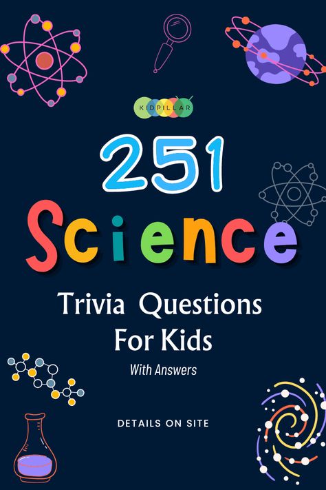 Science Games Middle School, Trivia For Kids With Answers, Science Questions For Kids, Cool Fun Facts, Math Trivia, Trivia For Kids, Physics Quiz, Trivia Questions For Kids, Science Trivia