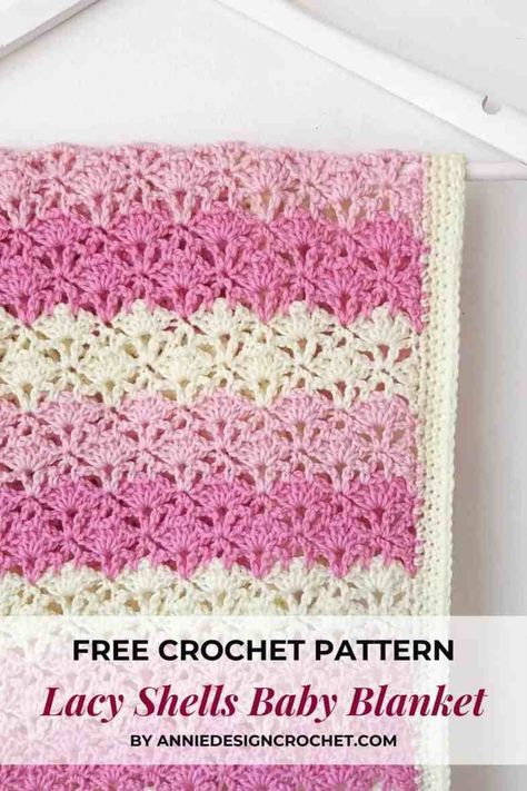 Shell Crochet Pattern, Crochet Shell Blanket, Crochet Blanket Pattern Free, Free Crochet Baby Blanket Pattern, Vintage Crochet Blanket, Paradise Beaches, Colorful Baby Blanket, Shell Crochet, Baby Afghan Crochet Patterns