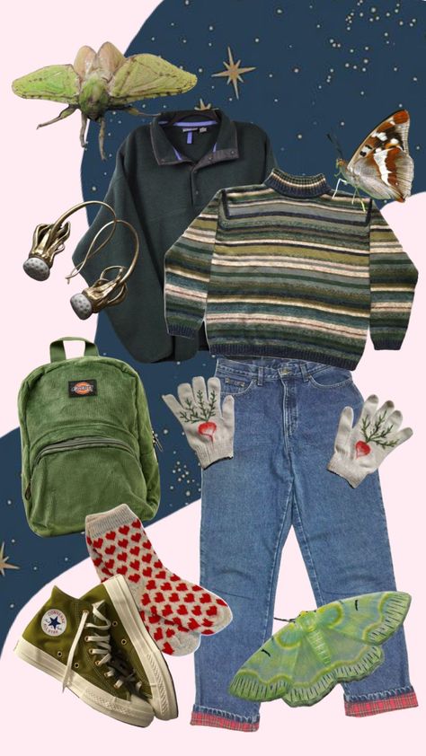 a lil outfit :-) #clothes #outfit #green Outdoorsy Outfits, Artsy Style Outfits, Grungy Outfit, Kidcore Outfits, 70s Inspired Outfits, Cottagecore Outfit, Earthy Outfits, Funky Outfits, Clothes Outfit