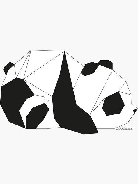 "Geometric panda" Sticker by Dubbelaar | Redbubble Geometric Panda Drawing, Line Art Design Animal, Geometric Panda Tattoo, Panda Line Art, Geometric Panda, Geometric Art Animal, Panda Sticker, Geometric Bird, Panda Drawing