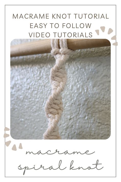 Half Square Knot Tutorial, How To Do A Spiral Knot Macrame, Macrame Spiral Knots Step By Step, Half Square Knot Macrame, Half Knot Macrame, Spiral Knot Tutorial, Beginner Macrame Knots, How To Macrame Knots, Spiral Macrame Knots