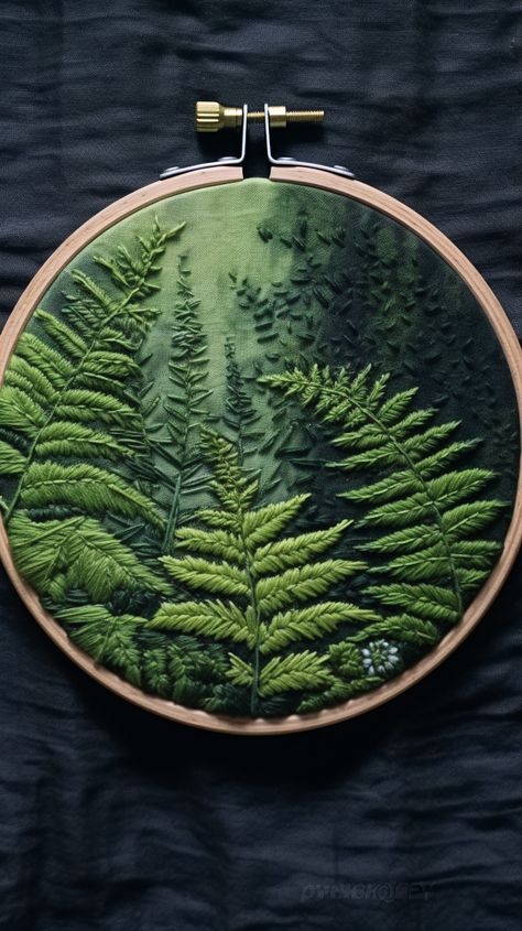 Hand Embroidered Clothing Ideas, Forest Embroidery Designs, Canvas With Embroidery, Cool Embroidery Patterns, Nature Embroidery Patterns, Water Embroidery Ideas, How To Do Embroidery On Clothes, Things To Make With Embroidery Thread, Embroidery Inspo Aesthetic