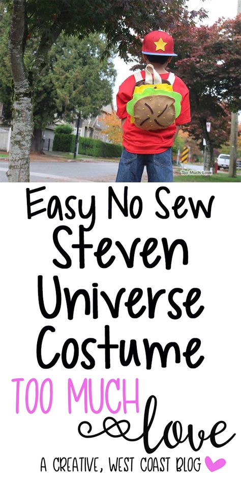 Here's an easy, no sew Steven Universe Halloween Costume - complete with the Cheeseburger Backpack! Steven Universe Halloween Costumes, Steven Universe Halloween, Cheeseburger Backpack, Steven Universe Costume, Universe Costume, Sew Projects, No Sew, Crafty Craft, Steven Universe