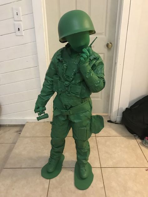 Army Man Toy Story Costume, Green Army Men Costume Diy, Toy Story Army Men Costume, Invisible Man Costume, Army Men Costume, Army Halloween Costumes, Gumball Machine Costume, Army Costume, Reindeer Costume