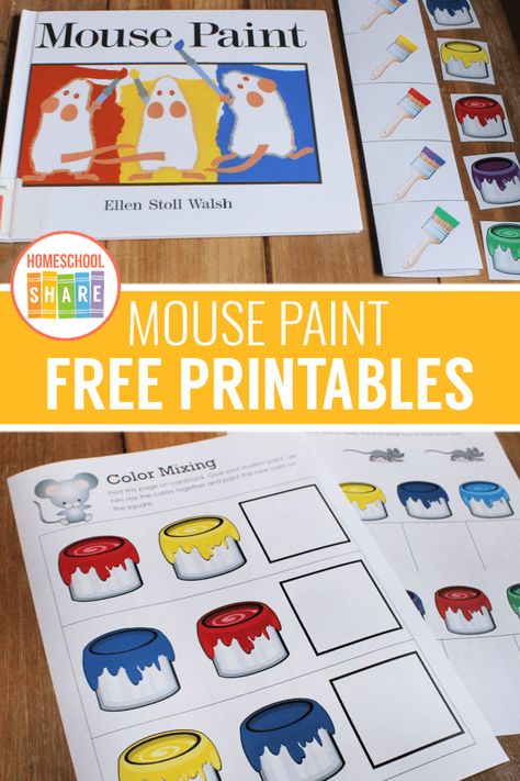 Mouse Paint Activities Preschool, Preschool Color Crafts, Mouse Paint Activities, Preschool Mouse, Paint Activities, Pet Activities, Story Baskets, Rhyming Preschool, Creative Curriculum Preschool