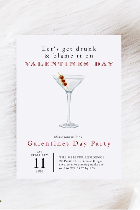 Lets Get Drunk, Valentine Invitations, Galentines Party, Get Drunk, Holiday Templates, Valentine Dinner, Galentines Day, Party Invitation Template, Valentines Party