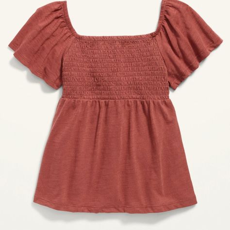 Purchased A Month Before School And By Then, She'd Already Grown Out Of It. All Tags Are Attached And It Still Sits In The Bag. Elasticized, Square Neckline. Short Flutter Sleeves, With Elasticized Shoulders Smocked Bodice At Front And Back. Super-Soft Slub-Knit Cotton Blend. Swing Silhouette. Materials & Care 60% Cotton , 40% Polyester Machine Wash Cold, Tumble Dry Low Fit & Sizing Fitted At Top, With A Relaxed Swing Fit Through Body Top Hits Approximately At Waist Teacher Fits, Capsule Dressing, Tropical Print Top, White Eyelet Blouse, Old Navy Toddler Girl, Swing Silhouette, Tiered Blouse, Kids Blouse, Before School