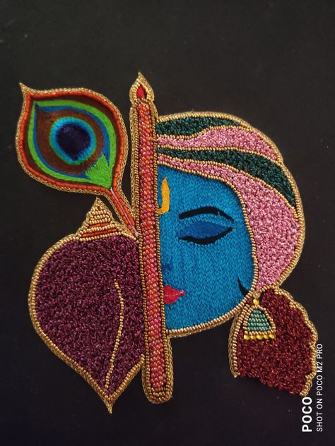 Embroidery Designs Krishna, French Knot Design For Blouse, French Knot Designs Ideas, French Knot Motifs, French Knot Design In Aari, Aari Work Ideas, Aari French Knot Designs, Zardosi French Knot Design, Aari Work Designs Aari Work Designs Pattern