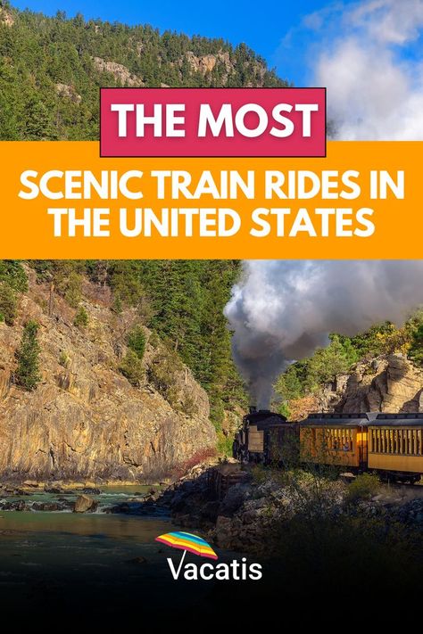 Blog about the top 10 most scenic train rides in the united states. Canadian Train Trips Rocky Mountains, Best Train Rides In The Us, Alaska Denali, Coast Starlight, Napa Valley Wine Train, Rocky Mountaineer, Wine Train, Grand Canyon Railway, California Zephyr