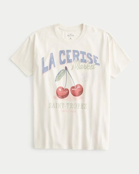 Women's Oversized La Cerise Market Graphic Tee | Women's Tops | HollisterCo.com | Hollister (US) Bora Bora, Summer Camp Outfits, St Tropez France, Png Clothes, Preppy Wallpaper, Camping Outfits, Cute Everyday Outfits, Clothing Essentials, Dream Clothes