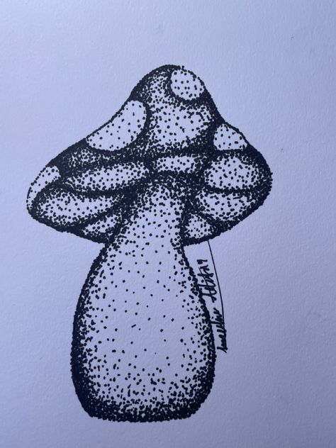 Dotted Art Drawing, Dot Drawing Simple Easy, Mushroom Dot Art, Dot Drawing Ideas, Dot Drawing Simple, Pointilism Art Simple, Dot Art Tattoo, Dot Art Drawing, Puntillismo Dibujo Ideas