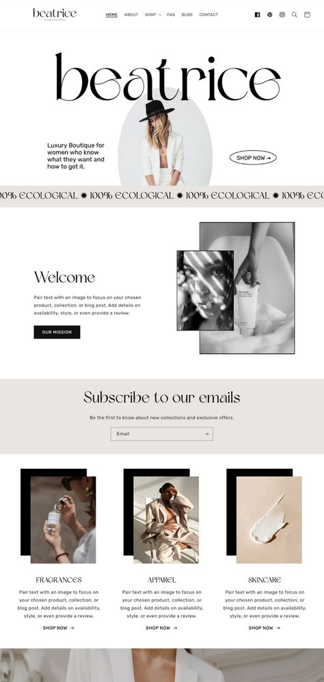 Lux Website Design, Ecommerce Template Design, White And Black Website Design, Fashion Designer Website Design, Black And White Website Inspiration, Aesthetic Shopify Website, Chic Web Design, White Website Design Inspiration, Modern Luxury Website Design