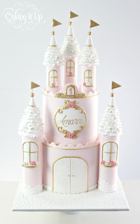 Regal Princess Castle Cake - Cake by Caking It Up Cake Castle, Castle Birthday Cakes, 1st Birthday Princess, Princess Castle Cake, Princess Cake Toppers, Girly Cakes, Princess Birthday Cake, Castle Cake, Princess Theme