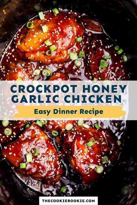 Honey Garlic Chicken Crock Pot Slow Cooker Crockpot Recipes, Honey Garlic Chicken In Crockpot, Honey Garlic Crock Pot Chicken, Most Pinned Crockpot Recipes, Essen, Honey Garlic Chicken Crock Pot Easy, Crock Pot Chicken Thigh Recipes Crockpot, Fall Chicken Thigh Recipes Crockpot, Slow Cooker Recipes While At Work