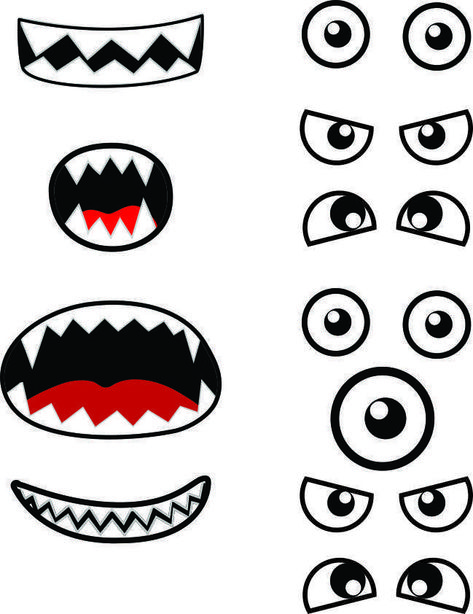 Monster Printables Build A Monster Craft, Monster Face Printables, Monster Faces Drawings, Monster Craft Kindergarten, Monster Eyes And Mouth Printable, Free Printable Monster Eyes And Mouth, Monster Craft For Preschool, Silly Monster Craft, Make A Monster Printable