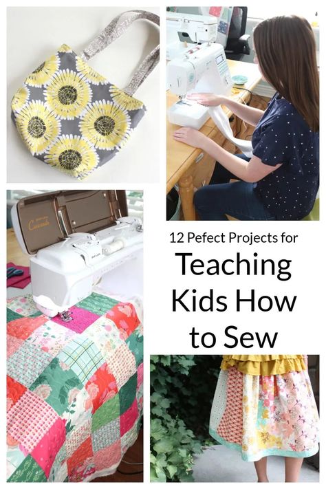 Patchwork, Beginner Sewing Machine Projects, Beginner Sewing Projects For Kids, Easy Kids Sewing Projects, Girls Sewing Projects, Kids Sewing Machine, Diary Of A Quilter, Teaching Sewing, First Sewing Projects