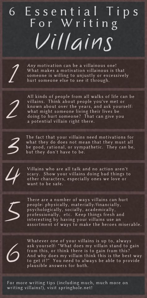 Writing Tips Villains, Character Novel Writing Characters, Writing A Good Villain, Writing Villains Motivation, Writing Villains Prompts, How To Begin A Story Writing Tips, Villain As Main Character, Writing A Villain Protagonist, Books About Villains