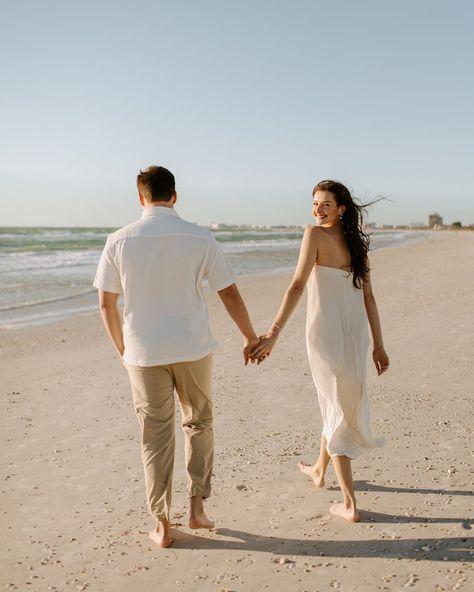 A very windy day turned into one of my fave engagement shoots 💍🌬️ Eric + Abby have the sweetest love and I am so happy I got to document this time for them!! Also isn’t her dress incredible!? There’s something about simplicity that is so elegant!! ✨ [beach engagement, engagement photos, St Pete beach photographer, st Pete photographer, Florida wedding photographer, beach engagement photos, documentary style photos, documentary photography] Fun Beach Engagement Photos, Sunset Beach Engagement Photos, Casual Beach Engagement Photos, Engagement Photos On The Beach, Documentary Engagement Photos, Engagement Photo Shoot Beach, Engagement Pictures Beach, Future Photography, Engagement Photos Beach