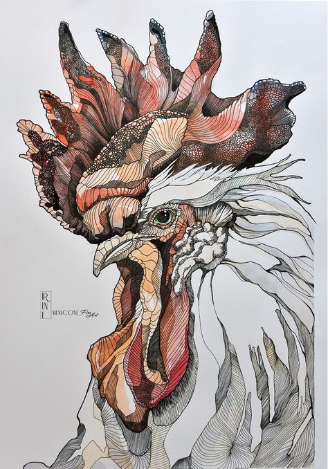 Watercolor Rooster, Seni 2d, Kunst Inspiration, Chicken Art, Bird Artwork, Arte Animal, Pen Art, Painting Art Projects, Wildlife Art