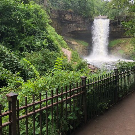 Waterfall Backdrop, Community Activity, Movie In The Park, Minnehaha Falls, Rochester Mn, Stone Fountains, Pergola Garden, Train Depot, Bike Path