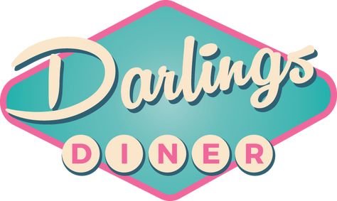 Retro Diner Logo, 1960s Diner Aesthetic, 50s Logo Design, Retro Restaurant Logo, Brand Merchandise Design, 50s Logo, 1960s Diner, 60s Diner, Diner Logo