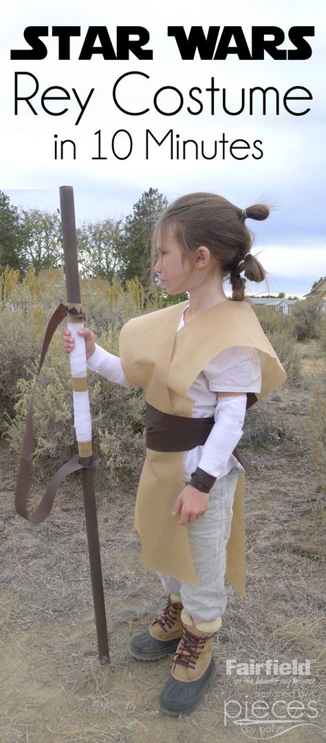 This Rey Skywalker costume is SO easy to put together.  You'll be done in less than 10 minutes with some Oly-Fun™ craft material  and a... Star Wars Rey Staff Diy, Rey Costume Diy, Halloween Costumes Star Wars, Single Costumes, Rey Staff, Rey Star Wars Costume, Star Wars Costumes Diy, Nerdy Crafts, Disfraz Star Wars