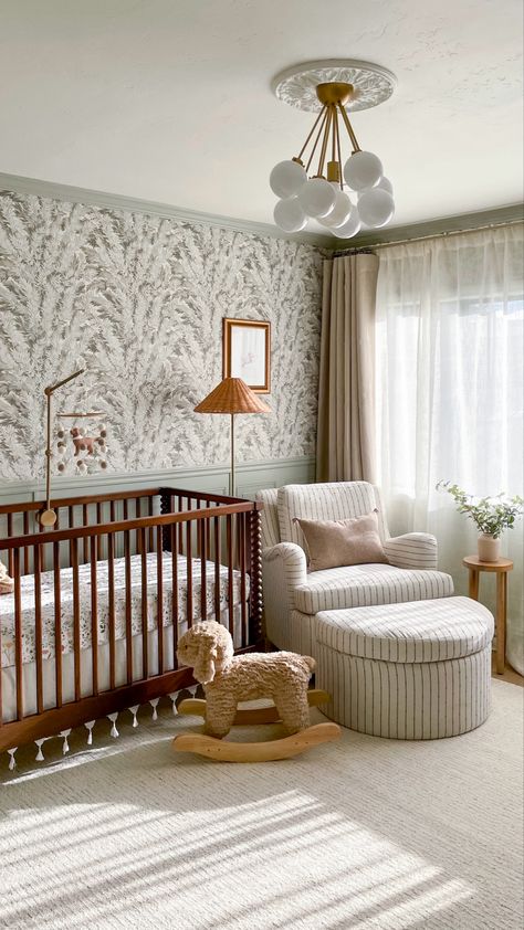 Gender neutral baby nursery by Liz Lovery Fun Playroom Ideas, Calm Room, Cozy Baby Room, Calm Nursery, Baby Nursery Inspiration, Baby Room Themes, Cozy Nursery, Baby Room Inspiration, Nursery Room Design