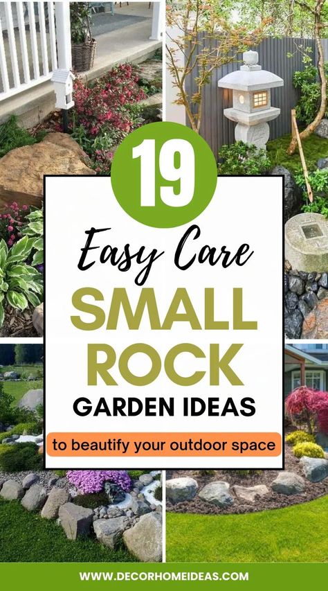 These rock garden ideas are perfect for those who want to enhance their outdoor space without the hassle of maintaining high-maintenance plants. They feature a variety of unique designs and easy-to-care-for rocks and succulents that will elevate your backyard or front yard with minimal effort. Small Rock Garden Ideas, Diy Rock Garden, Succulent Rock Garden, Succulent Garden Outdoor, Rock Yard, Rockery Garden, River Rock Garden, River Rock Landscaping, Small Front Gardens