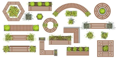 Garden Top View, Plan Concept Architecture, School Landscape, Outdoor Garden Party, Site Plan Design, Landscape Design Garden, Landscape Architecture Plan, Wooden Benches, Wooden Outdoor Furniture