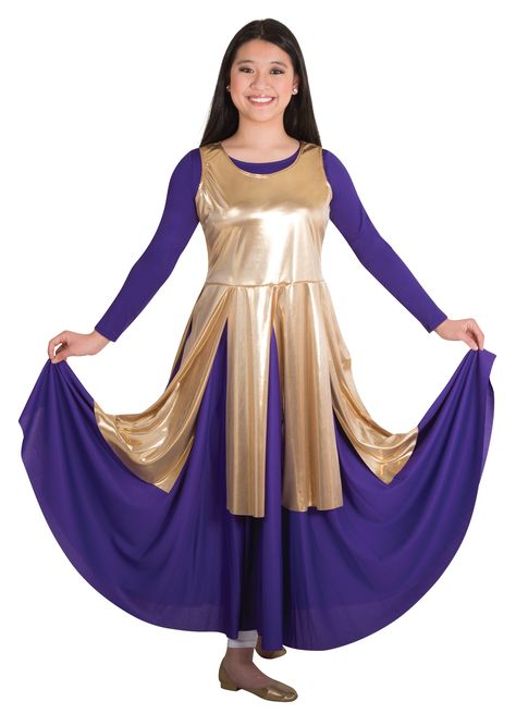 609 Metallic Fly Away Panel Tunic. $26.25 Praise Dance Wear, Liturgical Dance, Toddler Dancewear, Gaynor Minden, Dance Uniforms, Worship Dance, Dance Attire, Leotard Fashion, Praise Dance