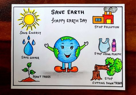 Video Tutorial uploaded on Amrita's_Artwork_333 YouTube channel. Subscribe for more creative Drawings and School Projects.Earth day Drawing | Earth Day poster | World Earth Day Poster drawing easy | World Environment Day Earth Drawings Creative, Envoriment Day Poster, Happy Environment Day Posters, Posters On Save Earth, Project For Earth Day, Day Of Earth Drawing, Drawing On Environment Day, Environment Day Drawing Easy, Posters About Environment